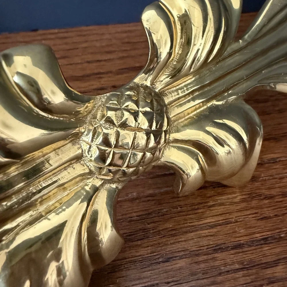Vintage Solid Brass Pineapple Fleur De Lis Curtain Tie Back Holdback India Gold